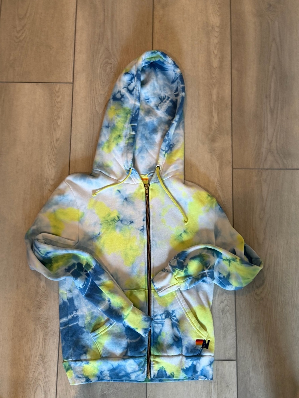 Aviator Nation Tie-Dye Zip Hoodie - Blue & Yellow